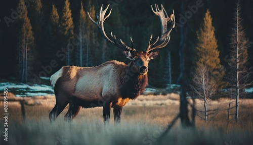 north american elk the elk or wapiti cervus canadensis in the natural habitat yellowstone np photo