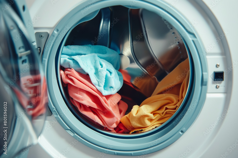Washing Machine With Clothes Inside Washing Machine With Clothes Inside