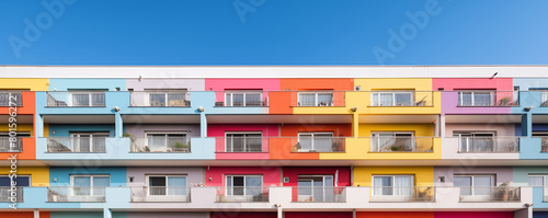 New residential apartment building with balcony in colorful design, generated ai