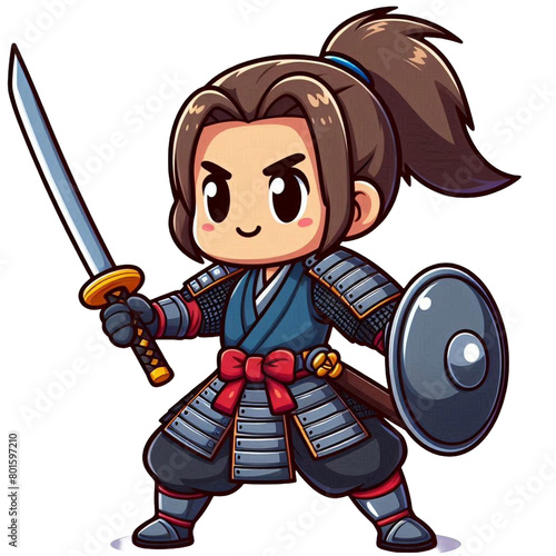 ninjia vector cartoon illustration isolated on transparent background - Generative AI	 photo