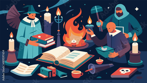 The smell of musty old books and burning candles fills the air as workers meticulously handcraft spell books and cursed objects..