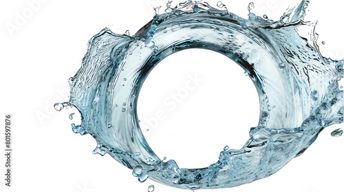Ring of clear water with splash isolated on white created with Generative AI
