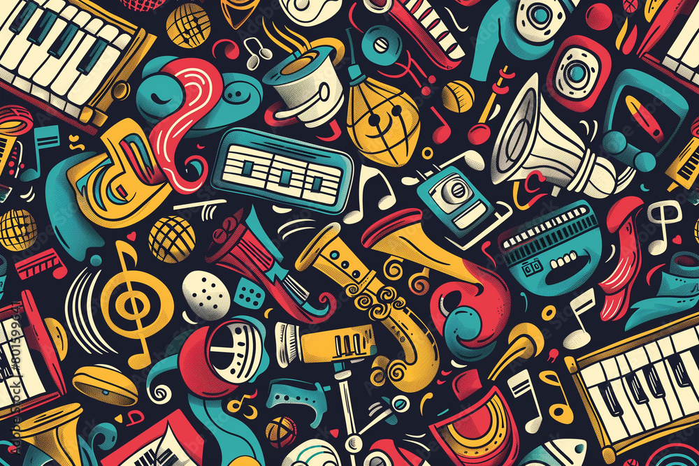 Assorted Musical Instruments in a Group Assorted Musical Instruments in a Group