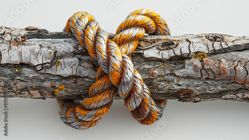 Decorative collage of old logs and sea rope,Generated by AI