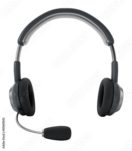 Generic headset isolated on transparent background. 3D illustration