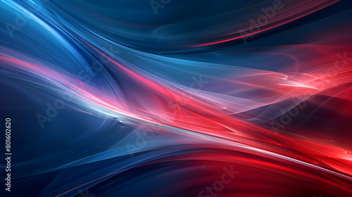 A sleek abstract wallpaper that blends flowing lines with crisp geometric shapes in cobalt blue and vivid red, rendered with the clarity and precision of an HD camera