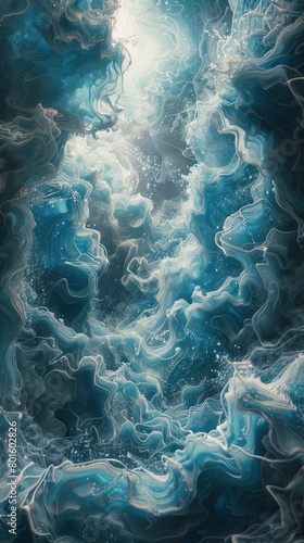 Close Up of Blue and White Pattern