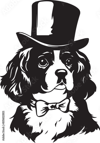 Cavalier King Charles Spaniel Top Hat Stencil Vector