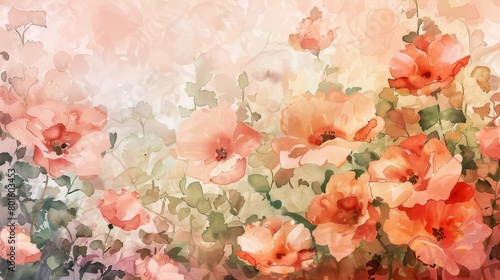Watercolor whispers a serene sea of soft hued blooms