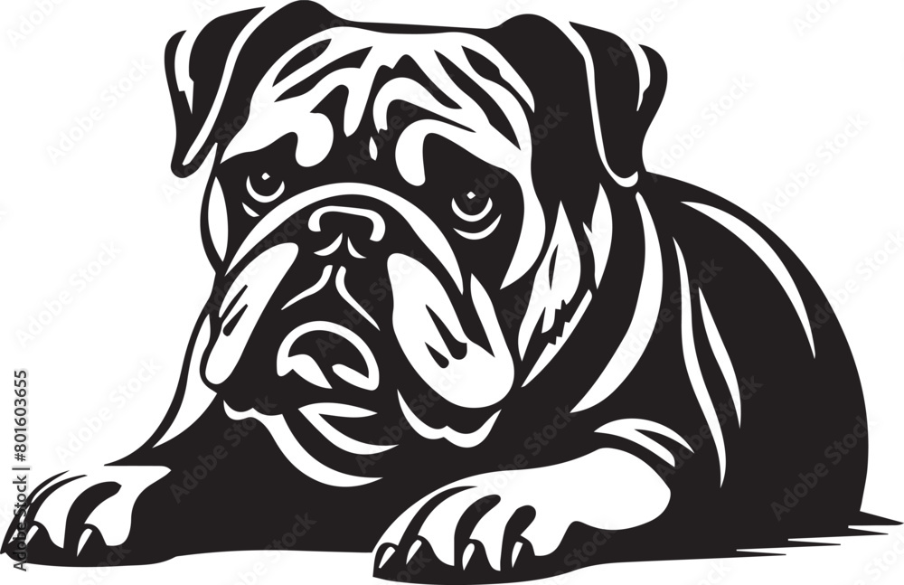Bulldog Lying Down Stencil Vector Bulldog Lying Down Stencil Vector