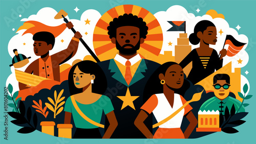 A handcrafted piece of art depicting the struggles and triumphs of Black Americans throughout history serving as a visual representation of the. Vector illustration
