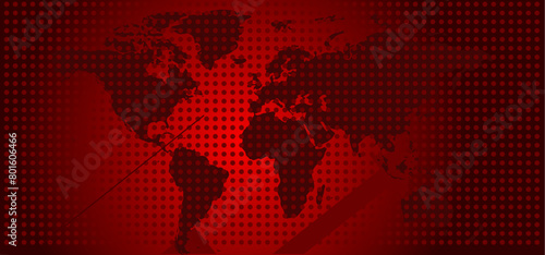 Red map of world, continents, travel - vector illustration, background, banner, blank space