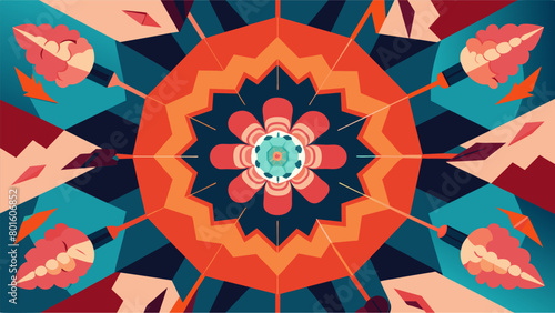 An illustration of a kaleidoscope with fragmented and distorted images representing the difficulty in processing and making sense of language for some. Vector illustration