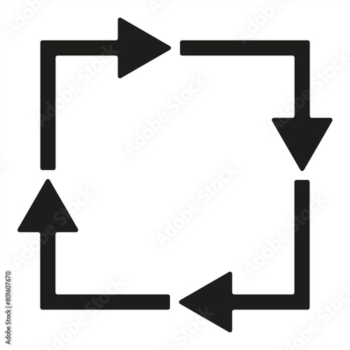Black arrows in a square pattern indicating directional flow - stock vector