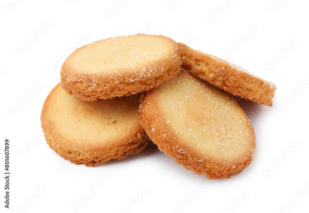 Tasty sweet sugar cookies isolated on white Tasty sweet sugar cookies isolated on white