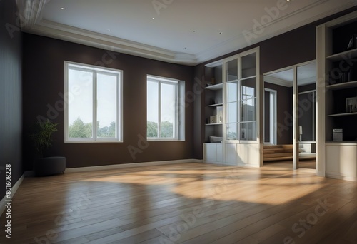 modern house 3D - room window Empty rendering