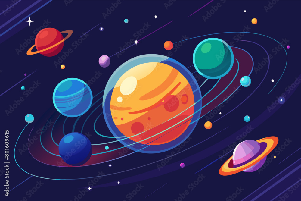 A modern vector illustration of a binary star system A modern vector illustration of a binary star system