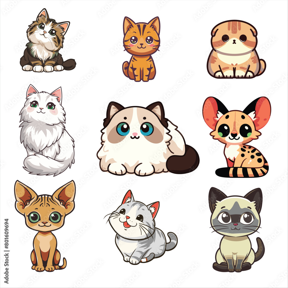 Feline Vector Set Diverse Cat Species Collection Feline Vector Set Diverse Cat Species Collection