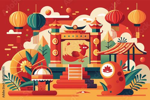 A modern art installation inspired by lunar new year traditions