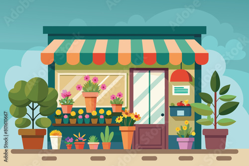 a cartoon illustration of a house with flowers and a fire place.