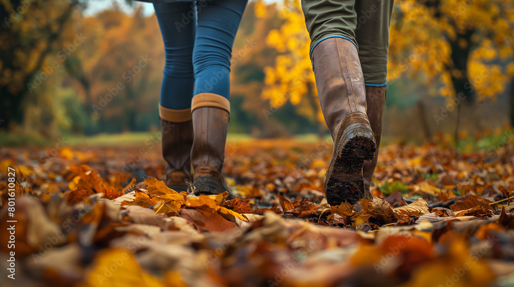 Amidst a field ablaze with the vibrant hues of autumn, two farmers stroll leisurely, their boots crunching on fallen leaves, engaged in a lively discussion about crop rotation and Amidst a field ablaze with the vibrant hues of autumn, two farmers stroll leisurely, their boots crunching on fallen leaves, engaged in a lively discussion about crop rotation and