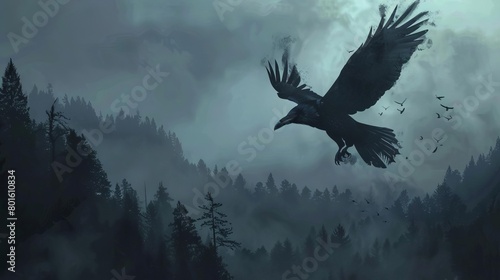 atmospheric raven wallpaper dark and mysterious generated by ai