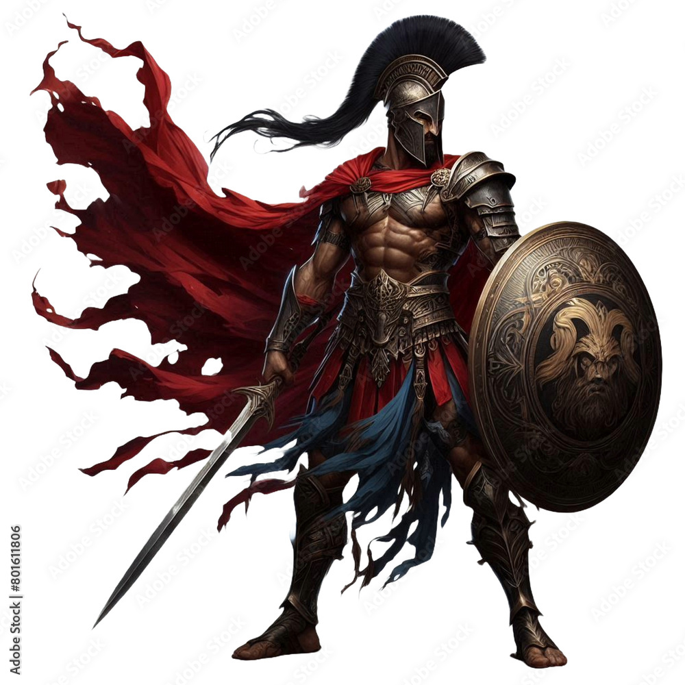 Fototapeta premium medieval knight with sword vector cartoon illustration isolated on transparent background - Generative AI 