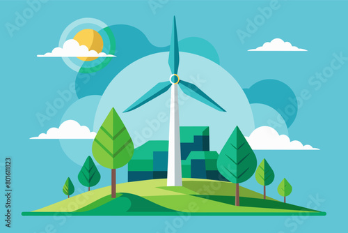 A minimalist image of a wind turbine generating clean energy, representing a sustainable future.