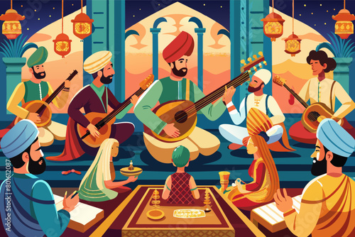 A mesmerizing sitar concert featuring master musicians playing traditional Indian ragas and mesmerizing audiences with their virtuosic performances