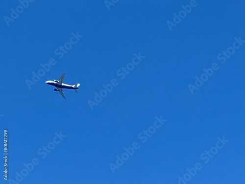 An Airplane is Approaching High Altitude. It Took off from Chania Creta Airport and Passing over the Chania City of Greece GR. The Footage was Captured on 03-August-2023.