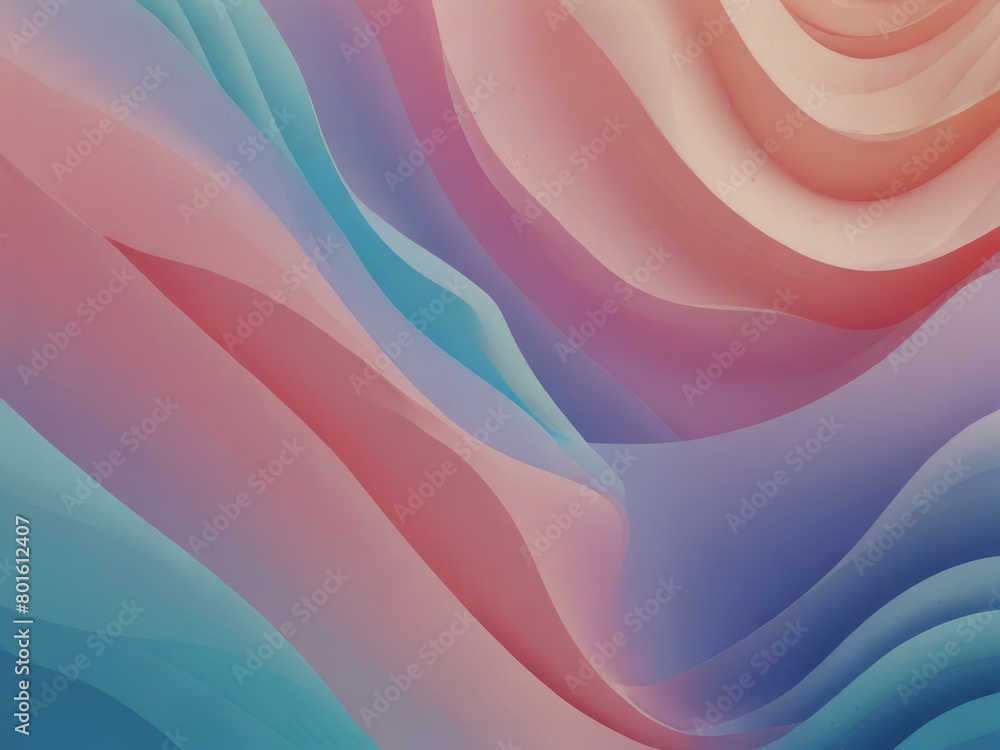 Abstract wavy  background of multi colored wavy stripes  in colors blue to pastel pink,  