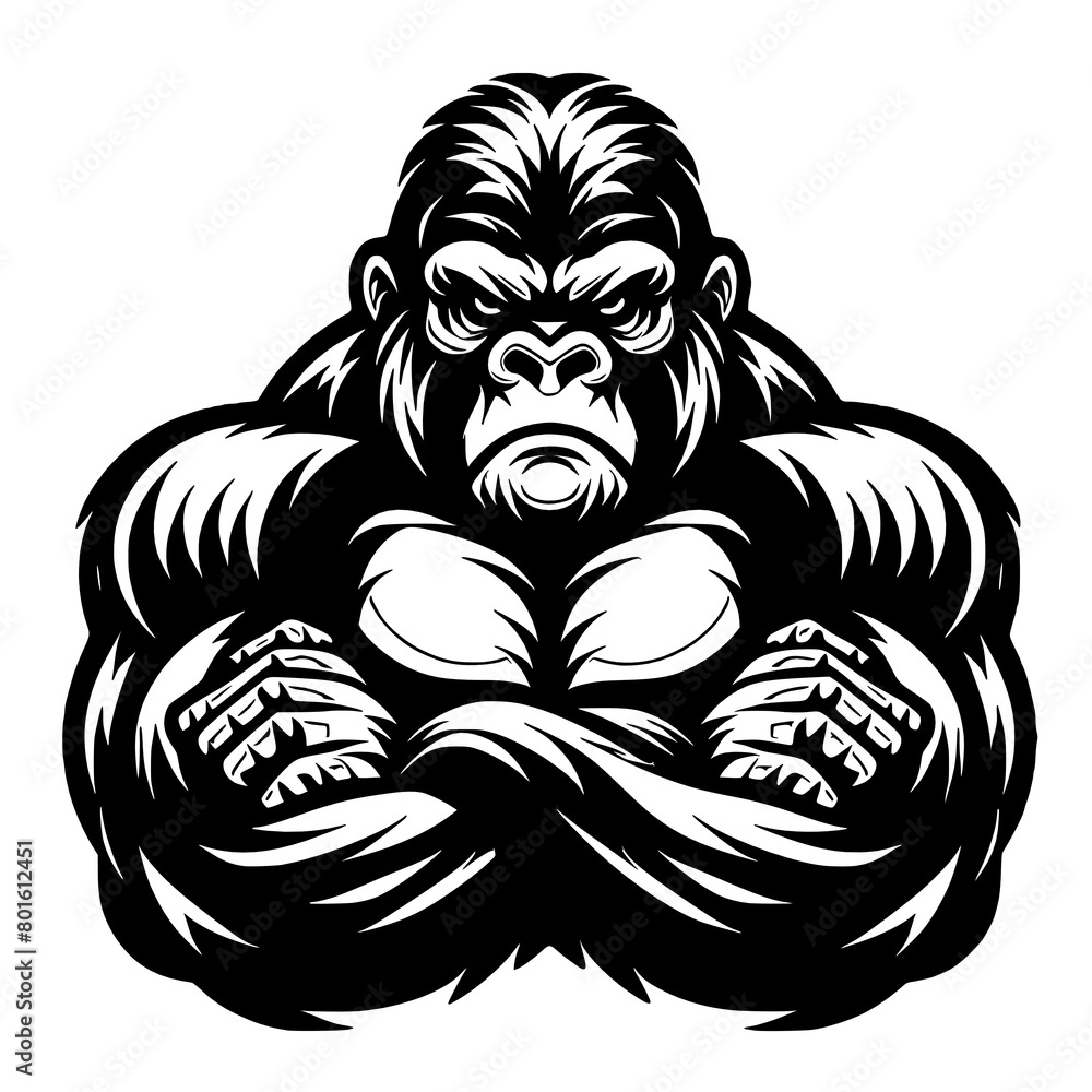 black and cartoon illustration of gorilla