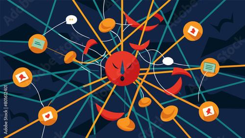 The sticky strands of misinformation stretch out creating an imtrable web of confusion and manipulation..