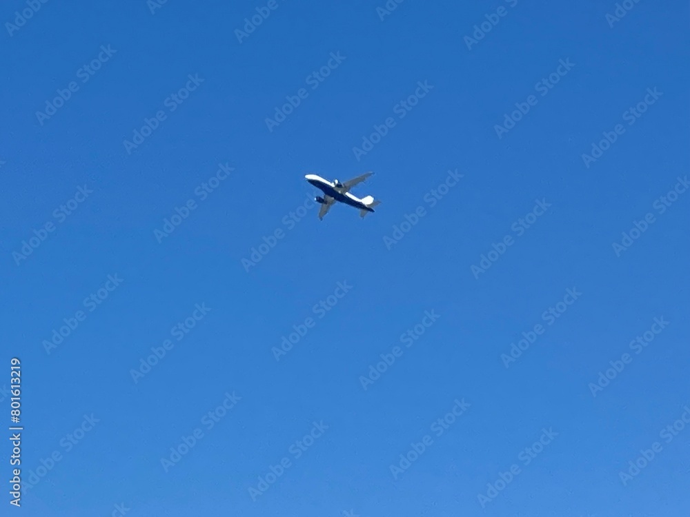 An Airplane is Approaching High Altitude. It Took off from Chania Creta Airport and Passing over the Chania City of Greece GR. The Footage was Captured on 03-August-2023. An Airplane is Approaching High Altitude. It Took off from Chania Creta Airport and Passing over the Chania City of Greece GR. The Footage was Captured on 03-August-2023.