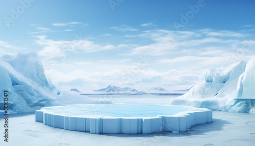 Ice background podium cold winter snow product platform floor frozen mountain iceberg