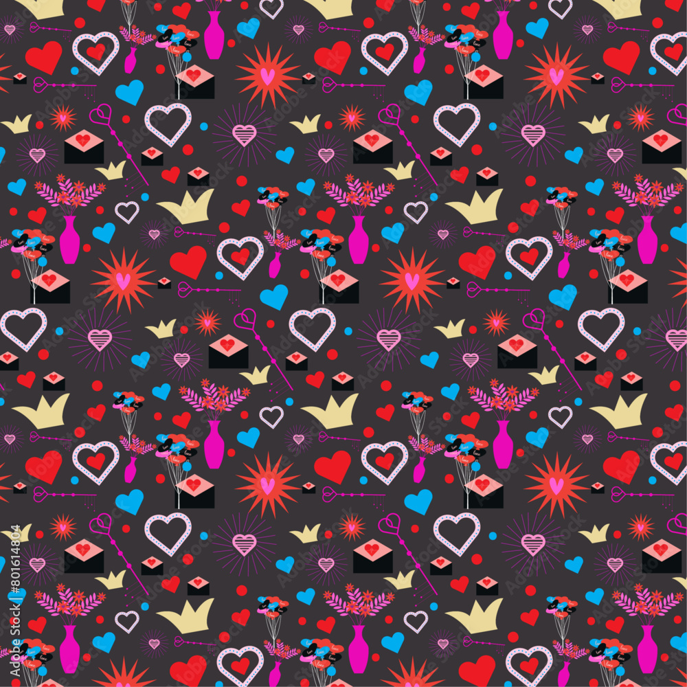Set of flat design valentine's day pattern Set of flat design valentine's day pattern