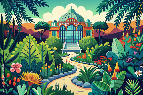 A historic botanical garden with rare and endangered plant species, showcasing the importance of conservation and biodiversity in a changing world