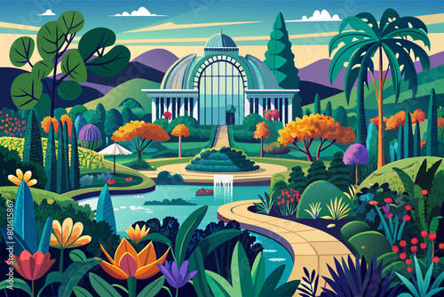 A historic botanical garden with rare and endangered plant species, showcasing the importance of conservation and biodiversity in a changing world