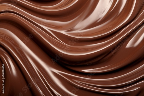 Melted milk chocolate smooth waves close-up macro background, wallpaper, banner