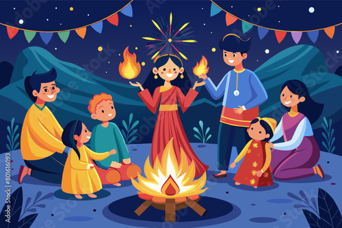 A heartwarming image of a family gathered around a cozy fireplace, sharing stories and laughter on a chilly winter evening