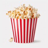 red white paper bucket full of popcorn on isolated transparent background Job ID: a1bd5806-f04f-4262-a574-63373f29bf70