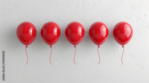 Draw a set of balloons in red colors with icon Turkey logo  white background  minimalist  made of clay material  c4d