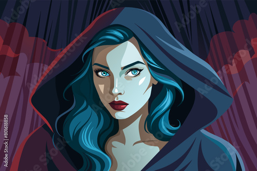 A femme fatale with a secret past, her face hidden behind a veil of mystery as she seduces her way into the heart of danger