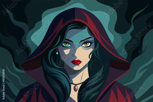 A femme fatale with a secret past, her face hidden behind a veil of mystery as she seduces her way into the heart of danger