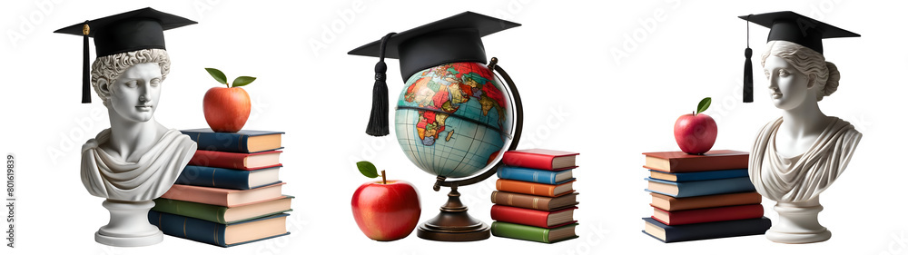 Classical Education PNG Collection: Statues, Globes, and Books in ...