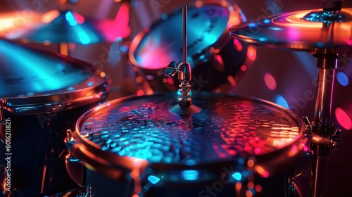 A captivating image of a drum kit, its metallic shells and vibrant cymbals embodying the rhythmic heartbeat of music on Global Beatles Day.
