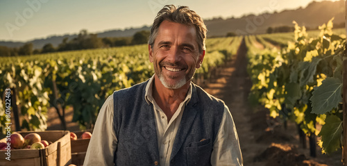 Male winemaker vineyard season photo