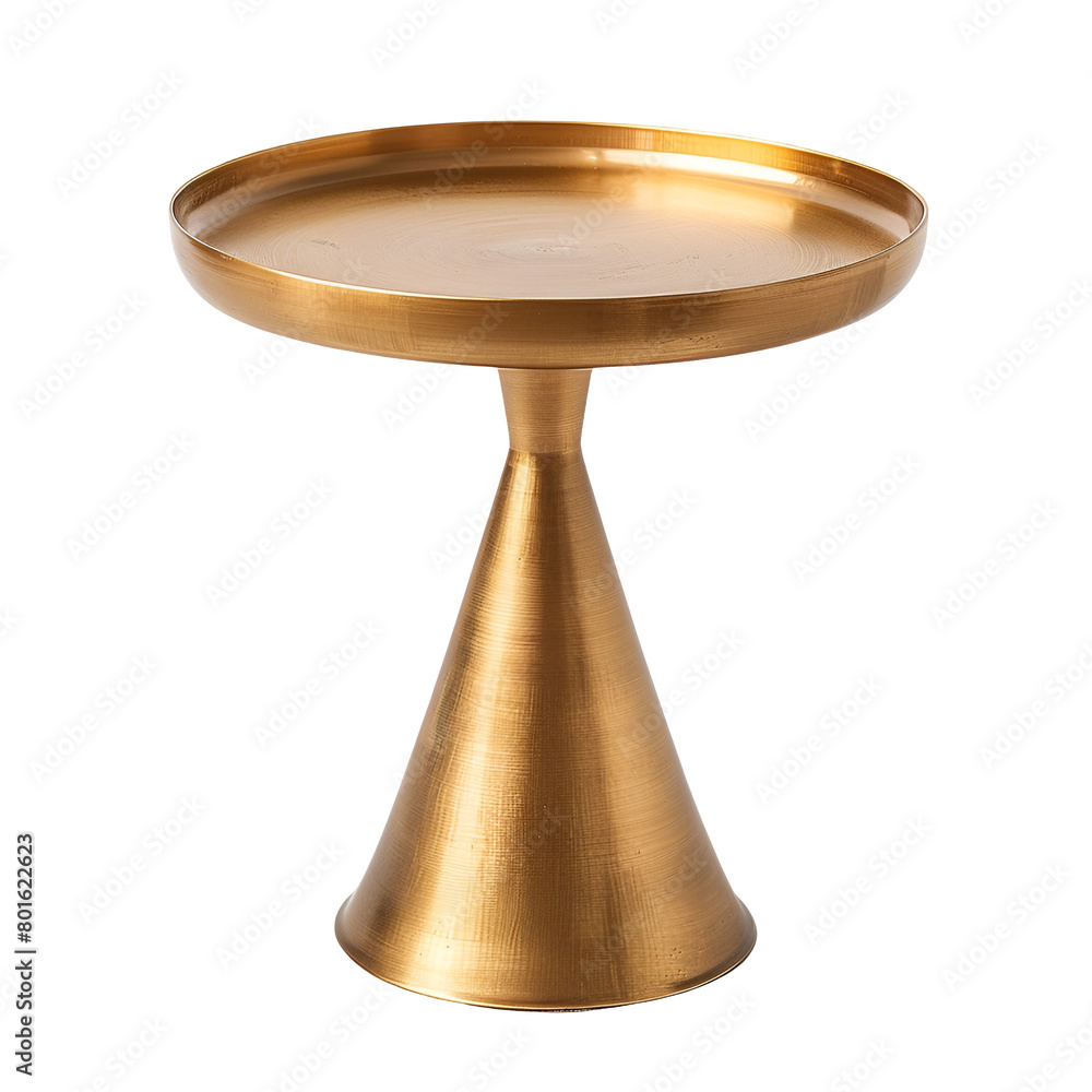 Small, Round, Metallic Golden Table: A Modern Product Photography, Side View, Isolated on Transparent Background, PNG Small, Round, Metallic Golden Table: A Modern Product Photography, Side View, Isolated on Transparent Background, PNG