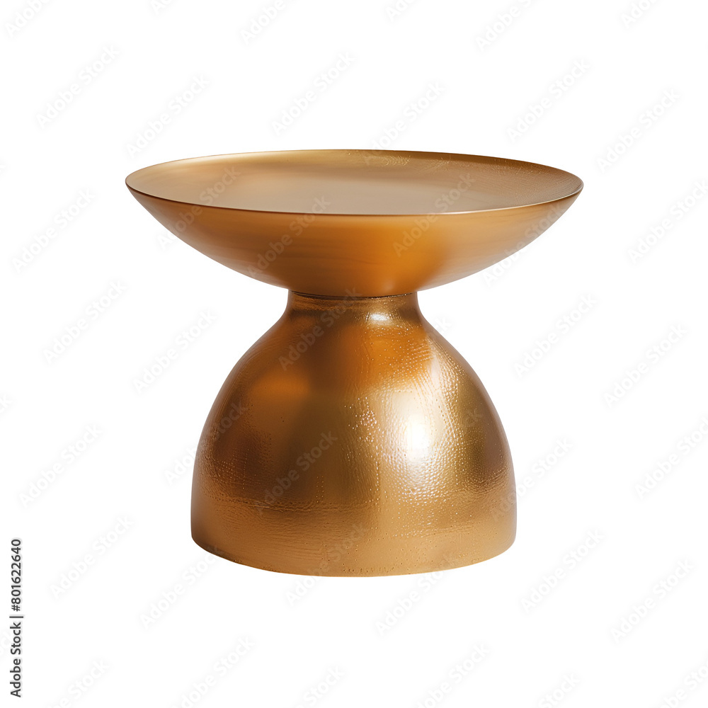 Product Photography: A Side View of a Small, Round, Modern, Metallic Golden Table, Isolated on Transparent Background, PNG Product Photography: A Side View of a Small, Round, Modern, Metallic Golden Table, Isolated on Transparent Background, PNG