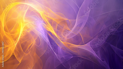Dynamic abstract wallpaper featuring soft geometric shapes and flowing lines in vibrant sunshine yellow and deep purple  captured with an HD camera using a high-resolution technique